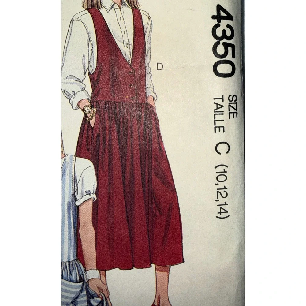 McCall's Sewing Pattern Womens Size 10-14 Multicolor Vintage Jumper Dress 4350